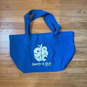 Blue Sporty And Rich Cotton Linen Canvas Tote Bag Made in USA
